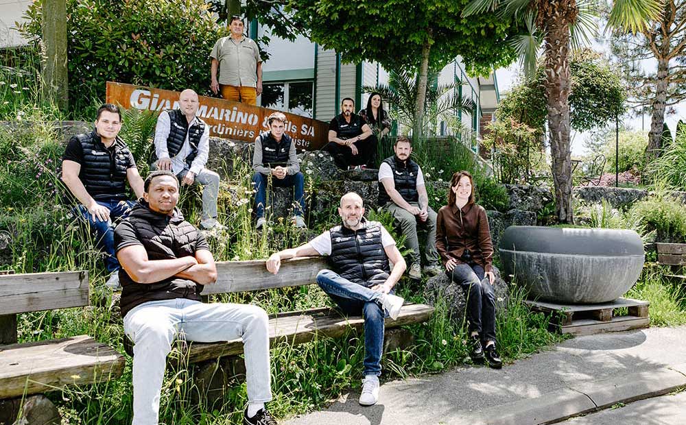 Equipe de Giammarino SA : architecte, jardinier, chef d'ateliers, apprentis.